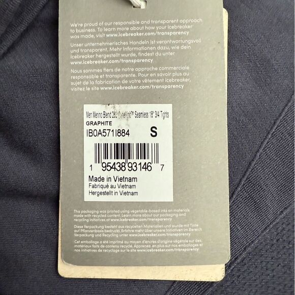 Icebreaker Merino Blend 260 Zone Knit Seamless 18” 3/4 Tights Small Graphite - Picture 8 of 8